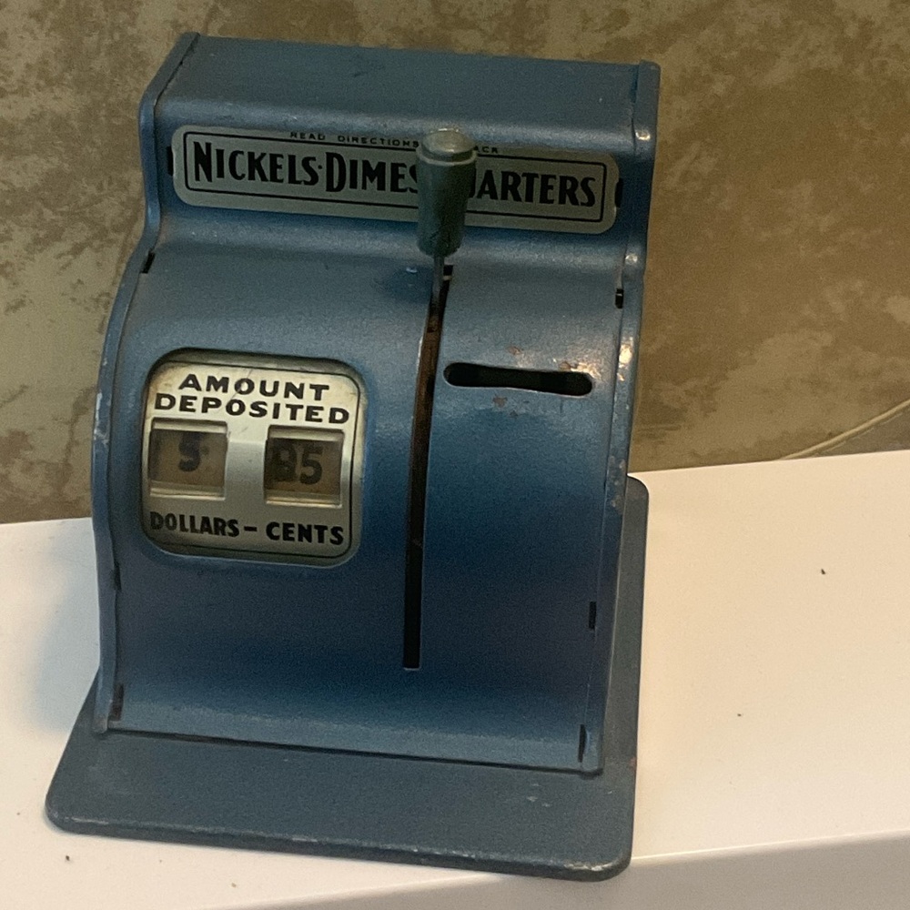 Retro Blue Coin Bank